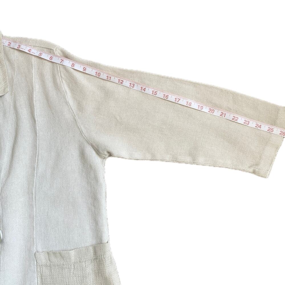 HABITAT 100% Linen Woven‎ Tweed Lightweight Blazer Jacket SZ M Neutral Lagenlook - Picture 12 of 12